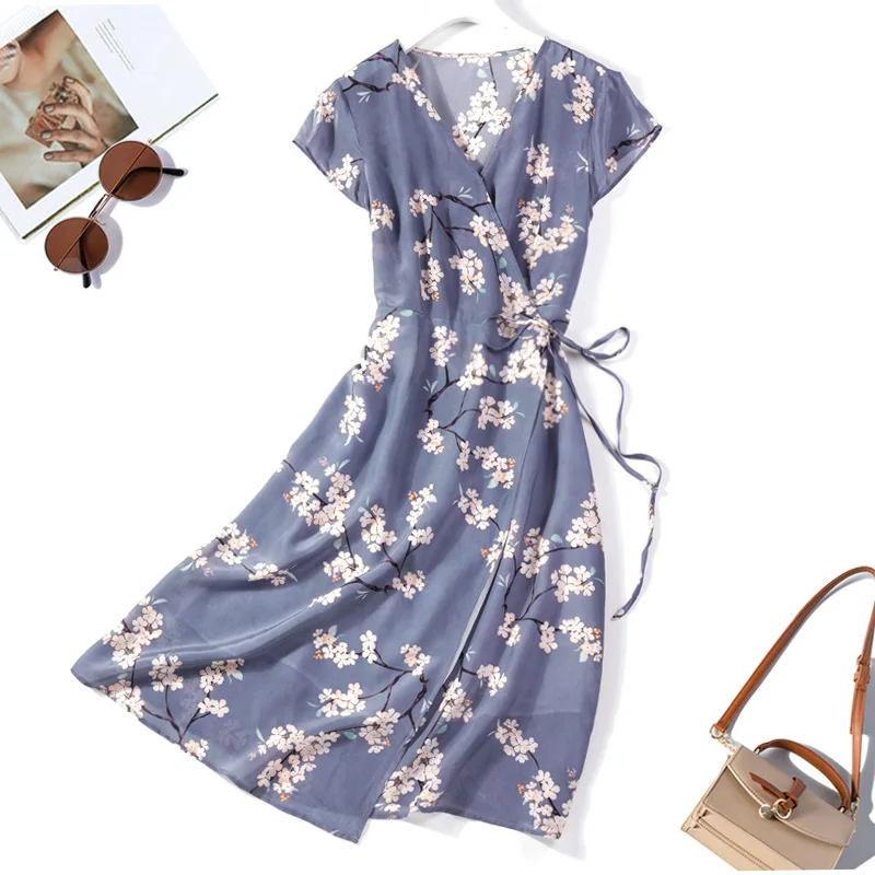 Women's 100% Mulberry Silk Short Sleeve Two Layers Floral Printed Long Wrap Dress M L XL JN710
Women's 100% Mulberry Silk Short Sleeve Two Layers Floral Printed Long Wrap Dress M L XL JN710