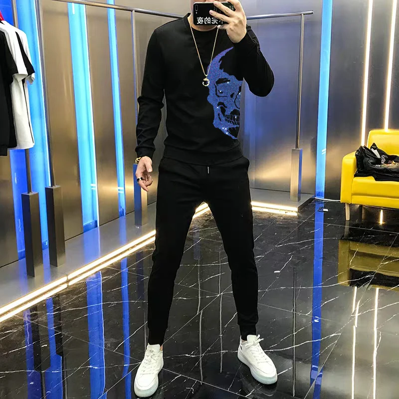 Black Sportswear Cotton Track Suit Men's Sets Sweatshirt And Pants 2-Pieces/Fitness Outdoor Skull Tracksuit
Black Sportswear Cotton Track Suit Men's Sets Sweatshirt And Pants 2-Pieces/Fitness Outdoor Skull Tracksuit