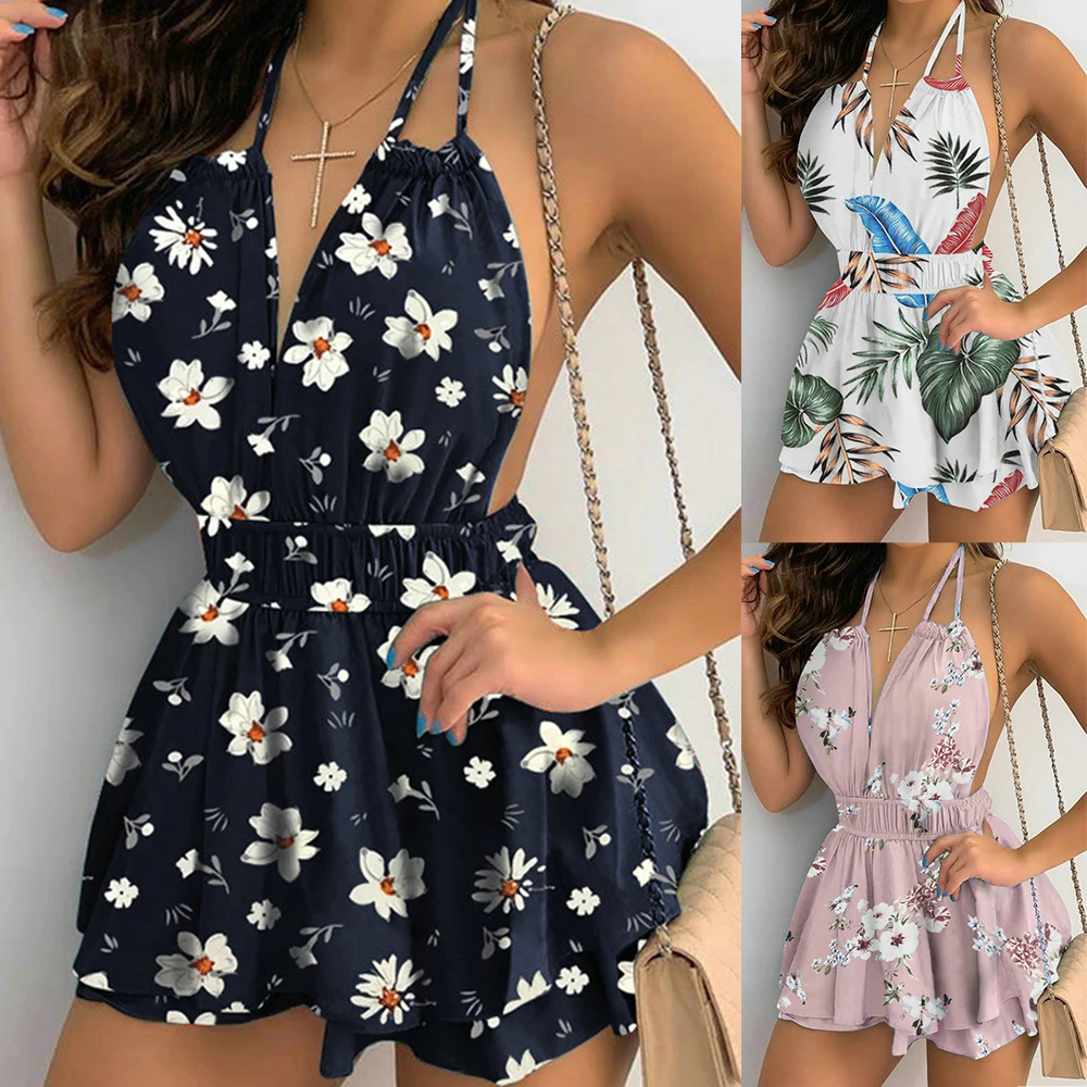 Floral Print Blackless Halter Mini Dress Women Sleeveless Tunic Sling A-Line Dress Sexy Lady Formal Summer Party Club Dress D30
Floral Print Blackless Halter Mini Dress Women Sleeveless Tunic Sling A-Line Dress Sexy Lady Formal Summer Party Club Dress D30