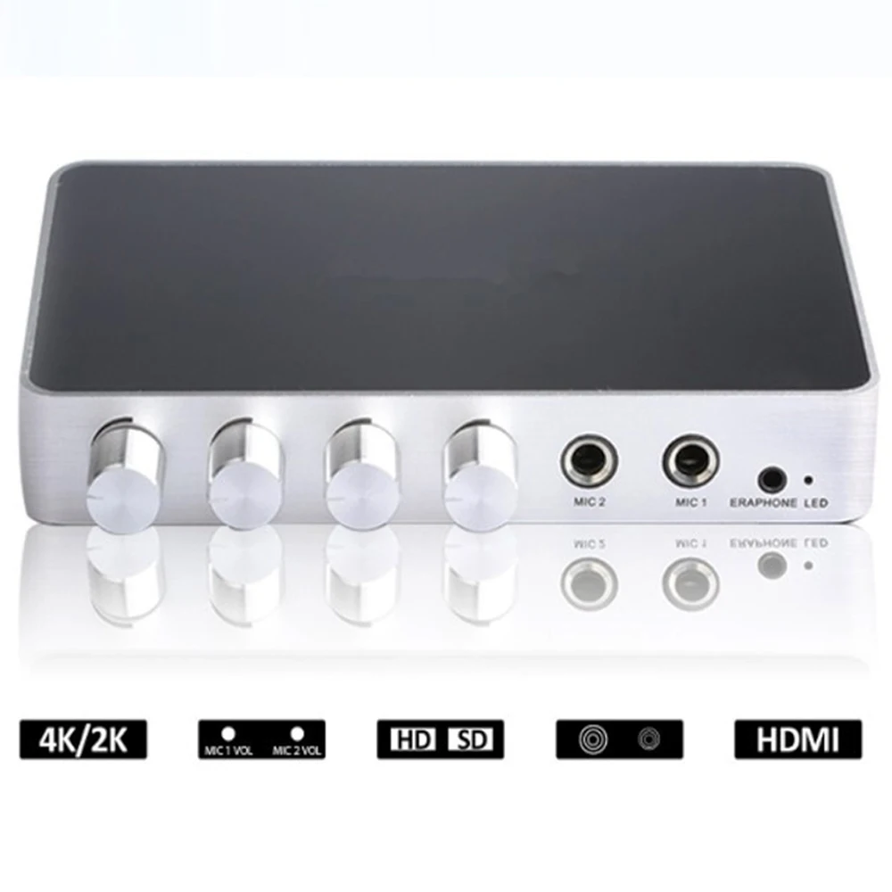 Портативный микшер KM200 4K * 2K HDMI для караоке звуковой цифровая стерео аудио система