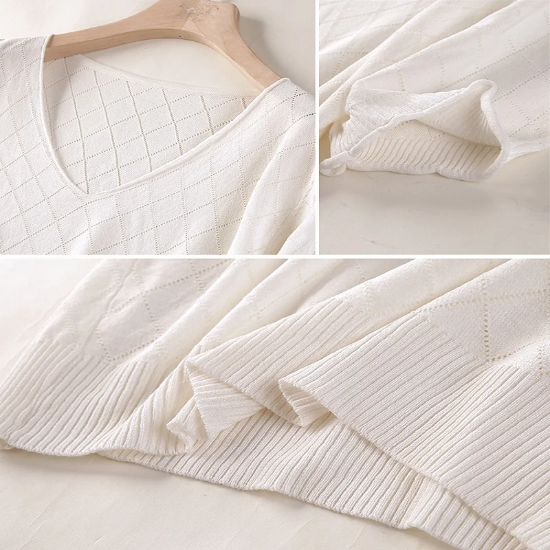 2021 Knit Short-sleeved Female Summer V-neck T-shirt Loose Wild Bottoming Shirt 
2021 Knit Short-sleeved Female Summer V-neck T-shirt Loose Wild Bottoming Shirt