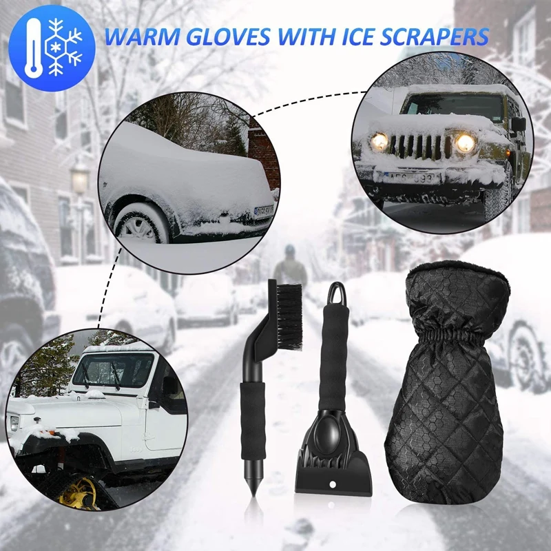 Ice Scraper Gloves Waterproof Snow Remover Windshield Snow Scraper Mitts with Thick Fleece Lined, Snow Brush, 3 PCS
Ice Scraper Gloves Waterproof Snow Remover Windshield Snow Scraper Mitts with Thick Fleece Lined, Snow Brush, 3 PCS