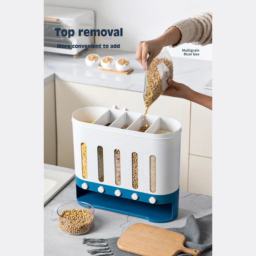 5 Grids Wall Mounted Food Storage Box Plastic Clear Container Set with Pour Lids Kitchen Storage Bottles Jars Dried Grains Tank
5 Grids Wall Mounted Food Storage Box Plastic Clear Container Set with Pour Lids Kitchen Storage Bottles Jars Dried Grains Tank