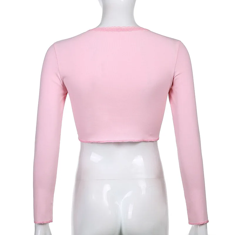 ALLNeon Cute Streetwear Lace Trim Bow Ribbed Tops Y2K Fashion O-neck Long Sleeve Knitted Pink T-shirts Vintage Casual Crop Tops
ALLNeon Cute Streetwear Lace Trim Bow Ribbed Tops Y2K Fashion O-neck Long Sleeve Knitted Pink T-shirts Vintage Casual Crop Tops