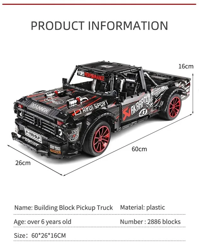 IN Stock 2886 PCS 23016 al Ford F-150 Hoonitruck Racing Car Building Block Bricks Kid Toys Christmas Gifts MOC 34917
IN Stock 2886 PCS 23016 al Ford F-150 Hoonitruck Racing Car Building Block Bricks Kid Toys Christmas Gifts MOC 34917