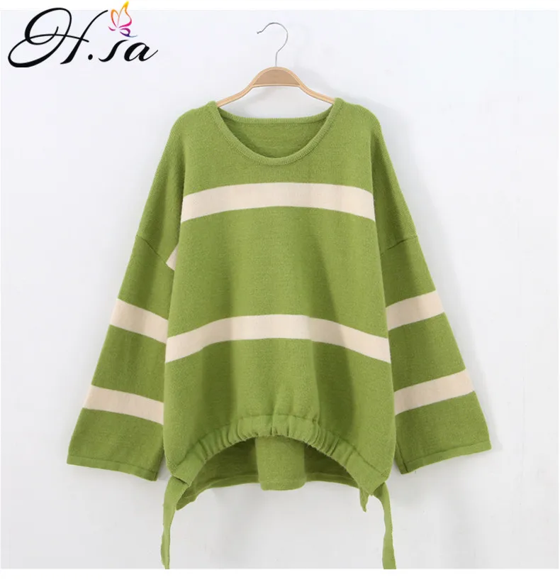 H.SA Women Pullover Sweaters Flare Sleeve Green Knit Pull Jumpers Striped Colorful Knitwear Sweater Fall Korean sueter feminino
H.SA Women Pullover Sweaters Flare Sleeve Green Knit Pull Jumpers Striped Colorful Knitwear Sweater Fall Korean sueter feminino