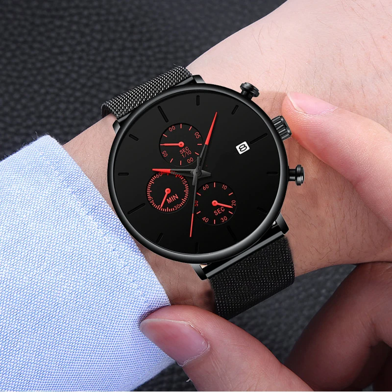 Fashion Mens Business Black Watches Luxury Stainless Steel Ultra Thin Mesh Belt Quartz Men Wrist Watch Casual Classic Male Watch
Fashion Mens Business Black Watches Luxury Stainless Steel Ultra Thin Mesh Belt Quartz Men Wrist Watch Casual Classic Male Watch