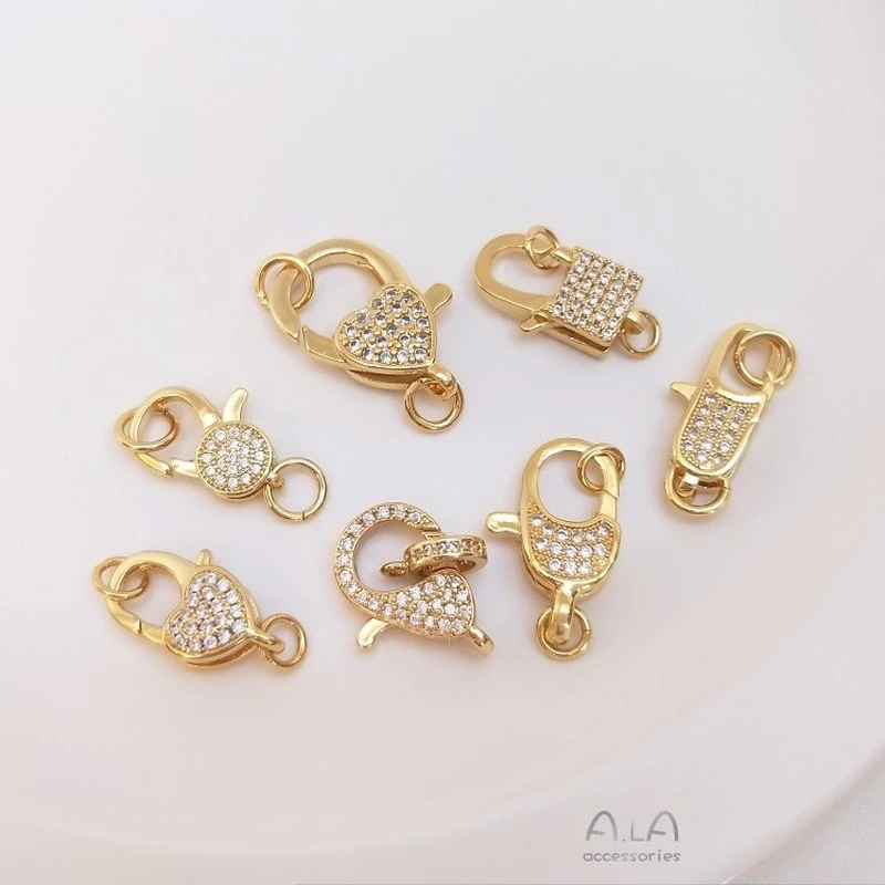 1 Pcs Micro Inlaid Zircon Heart Shape Lobster Buckle 18K Gold Closing Buckle Connection Buckle DIY Bracelet Necklace Accessories
1 Pcs Micro Inlaid Zircon Heart Shape Lobster Buckle 18K Gold Closing Buckle Connection Buckle DIY Bracelet Necklace Accessories