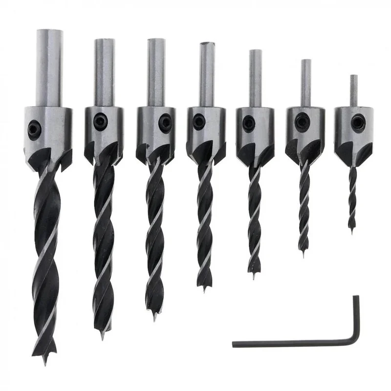 HCS 5 Flute Countersink Drill Bit Set Screw Woodworking Drill Press Set Reamer Screw Woo Tool 3-6mm 
HCS 5 Flute Countersink Drill Bit Set Screw Woodworking Drill Press Set Reamer Screw Woo Tool 3-6mm