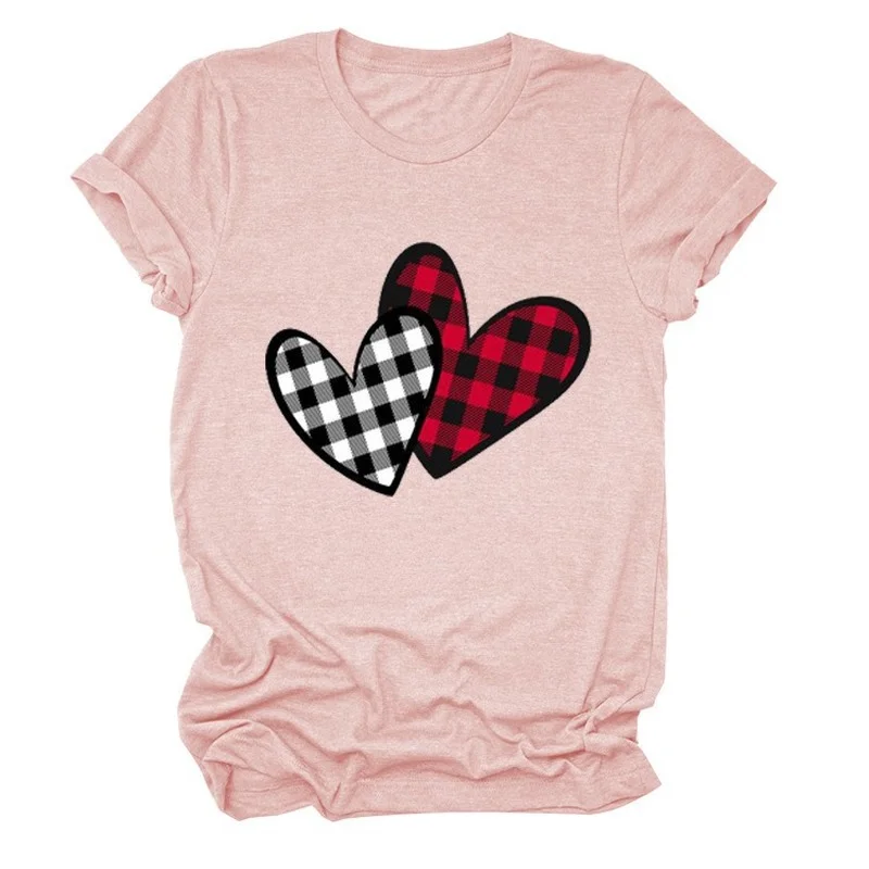 Double Plaid Heart Print Women T Shirt Short Sleeve O Neck Loose Women Tshirt Ladies Tee Shirt Tops Clothes Camisetas Mujer
Double Plaid Heart Print Women T Shirt Short Sleeve O Neck Loose Women Tshirt Ladies Tee Shirt Tops Clothes Camisetas Mujer