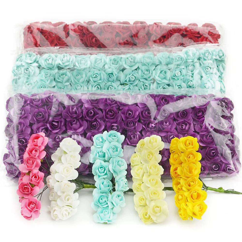 144 шт./лот 1 5 см мини-бумажные розы искусственные цветы для рук свадебного