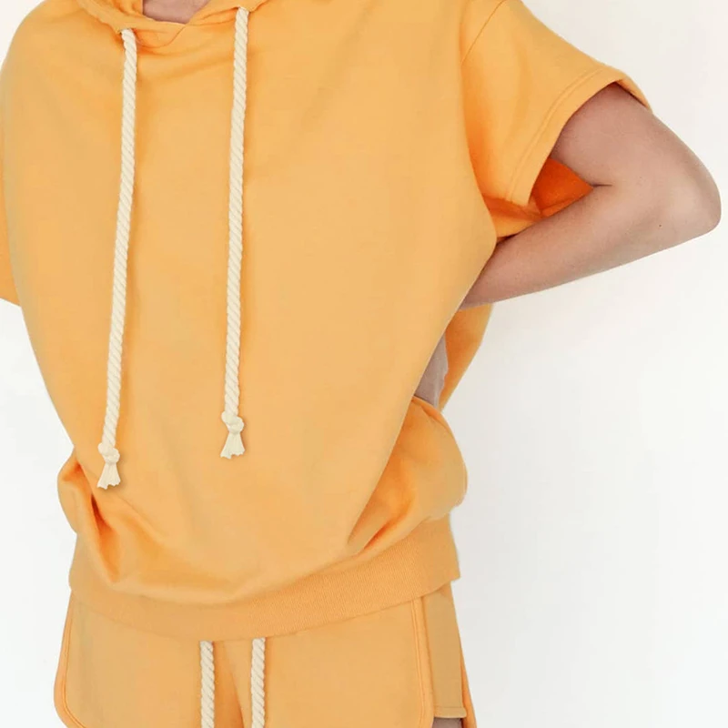 2021 Short Sleeve Sweater Two-Piece Suit Women Summer Pure Color Loose Casual Hooded Tops Wide Leg Shorts Bottom Sets Sj7601R
2021 Short Sleeve Sweater Two-Piece Suit Women Summer Pure Color Loose Casual Hooded Tops Wide Leg Shorts Bottom Sets Sj7601R