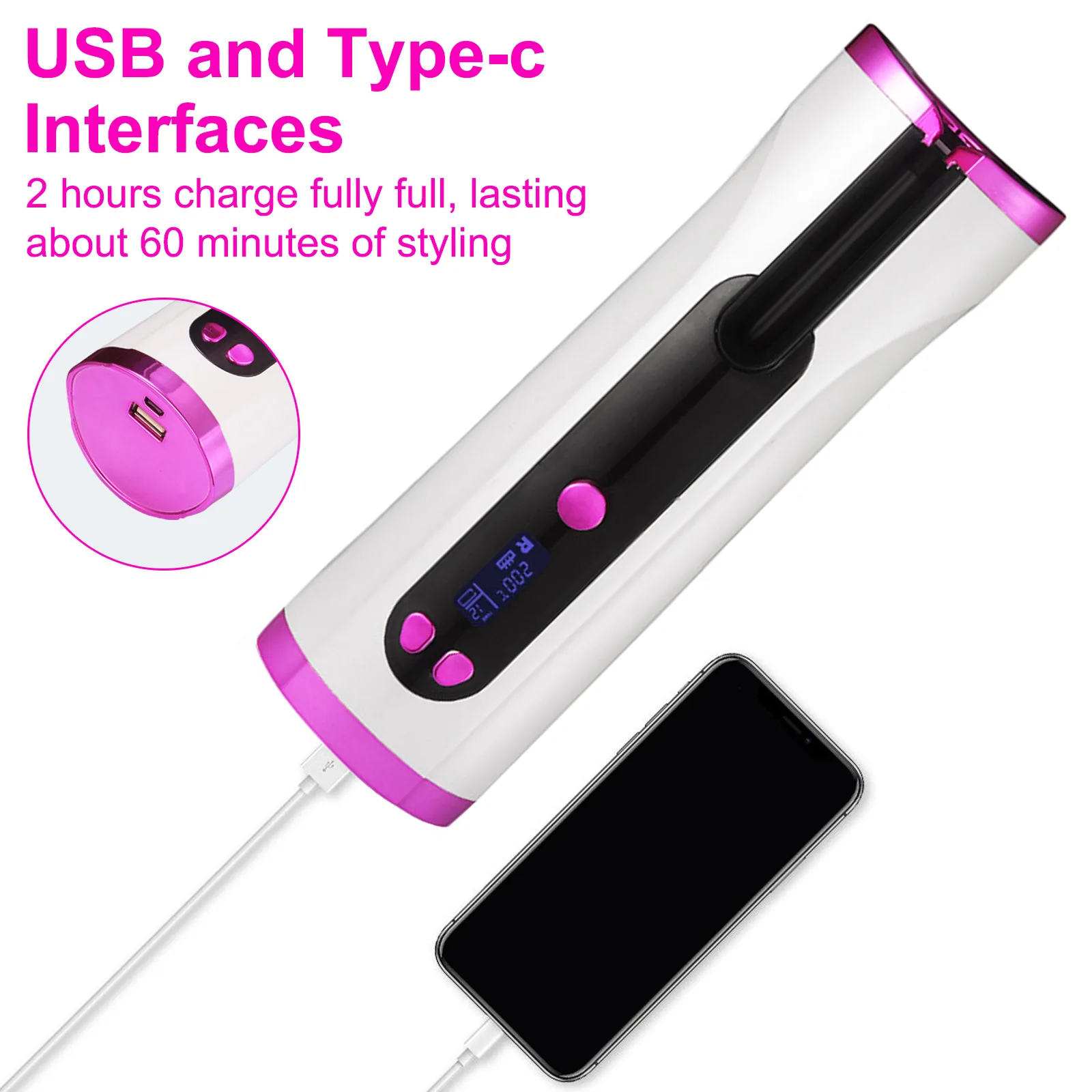 Portable Automatic Curling Iron Wireless Rechargeable Hair Curler Roller Quick Heating Smart Power Off for Wet Dry Hair
Portable Automatic Curling Iron Wireless Rechargeable Hair Curler Roller Quick Heating Smart Power Off for Wet Dry Hair