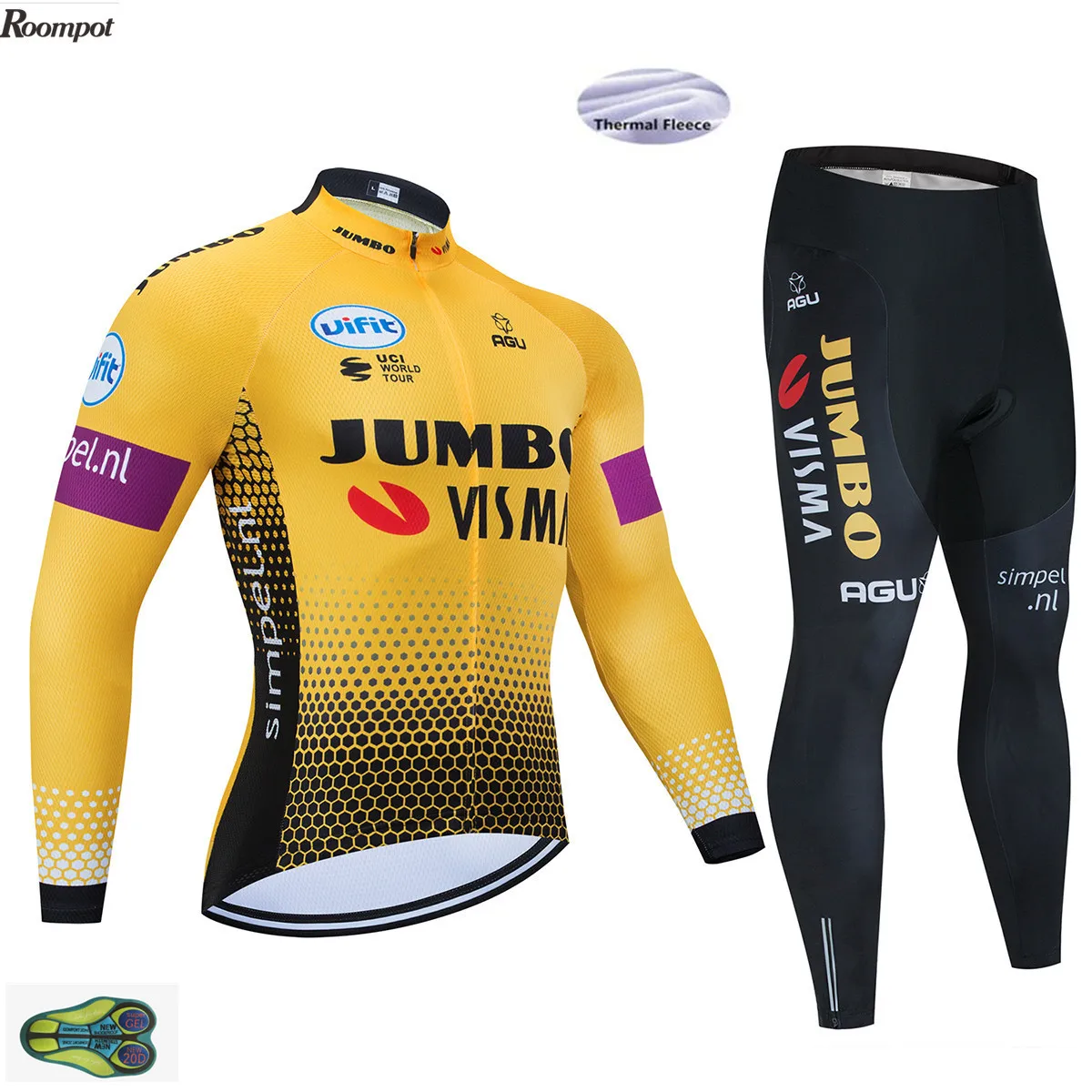 2020 Winter TEAM JUMBO VISMA Cycling JERSEY Bike Bicycling Pants Set Mens 12D Pads Ropa Ciclismo Wear Maillot Culotte |