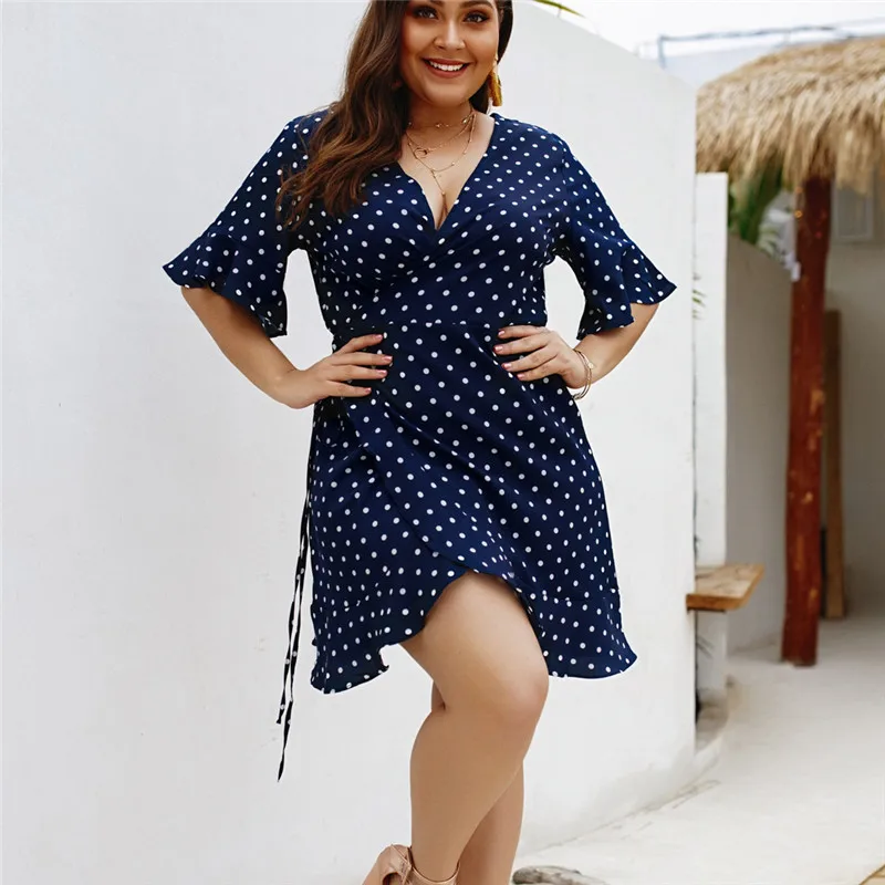 Plus Size Women Summer Dress Polka Dot Boho Beach Dress Short Sleeve V-Neck A Line Ruffle Mini Dress Sundress Women Vestidos
Plus Size Women Summer Dress Polka Dot Boho Beach Dress Short Sleeve V-Neck A Line Ruffle Mini Dress Sundress Women Vestidos
