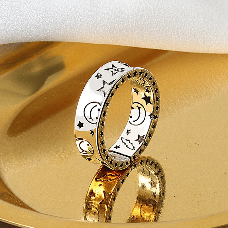 Vintage Moon Star Smiley Carved Adjustbale Design Ring Jewelry for Wedding Engagement Gift Party Club Finger Accessories 
Vintage Moon Star Smiley Carved Adjustbale Design Ring Jewelry for Wedding Engagement Gift Party Club Finger Accessories