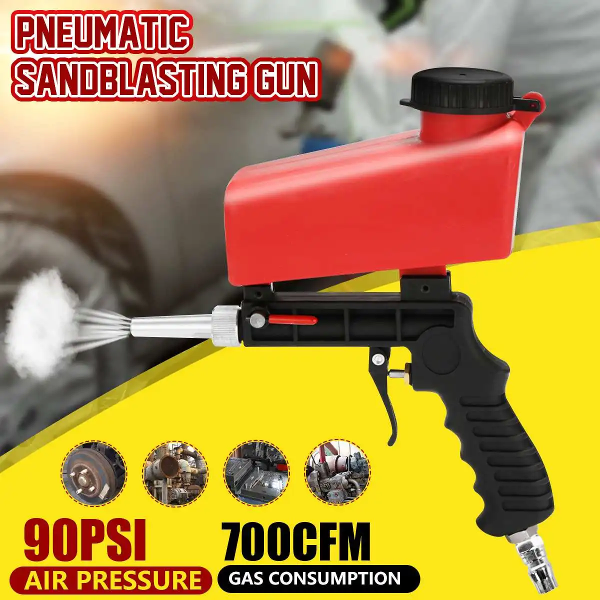 90psi Portable Sandblasting Gun Mini Aerodynamic Sand Blasting Machine Adjustable Pneumatic Sandblasting Set 700cfm Power Tool
90psi Portable Sandblasting Gun Mini Aerodynamic Sand Blasting Machine Adjustable Pneumatic Sandblasting Set 700cfm Power Tool
