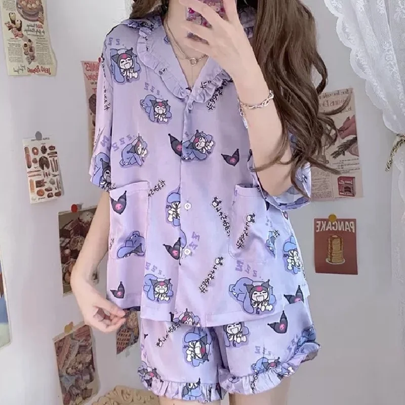Handsome Womens Of The Cartoon Pyjamas Define Turn-down Collar Pajamas Short Sleeve Soft Female Suit Sleepwear Summer Homewear
Handsome Womens Of The Cartoon Pyjamas Define Turn-down Collar Pajamas Short Sleeve Soft Female Suit Sleepwear Summer Homewear