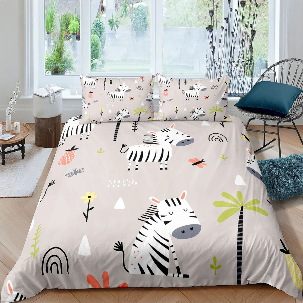 

Zebra Cartoon Animals Printed Bedding Set 3D Duvet Cover Set Pillow Case Full King Twin Queen Size Bed Home Textile Bedclothes