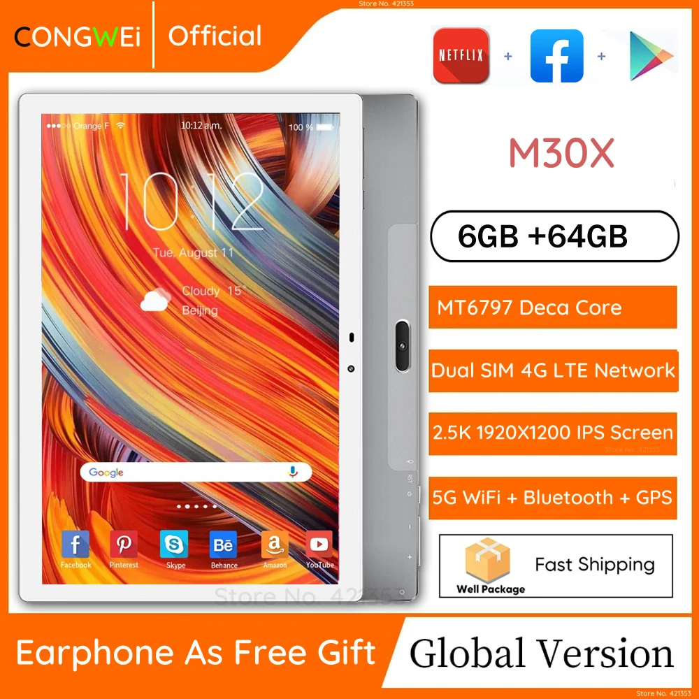 Планшет M30X, 10 дюймов, 6 ГБ ОЗУ, 64 Гб ПЗУ, Android 8,0, 10-ядерный процессор, двойная камера 13 МП, Bluetooth 2,4G + 5G, Wi-Fi, GPS, 10,1 планшет
Планшет M30X, 10 дюймов, 6 ГБ ОЗУ, 64 Гб ПЗУ, Android 8,0, 10-ядерный процессор, двойная камера 13 МП, Bluetooth 2,4G + 5G, Wi-Fi, GPS, 10,1 планшет