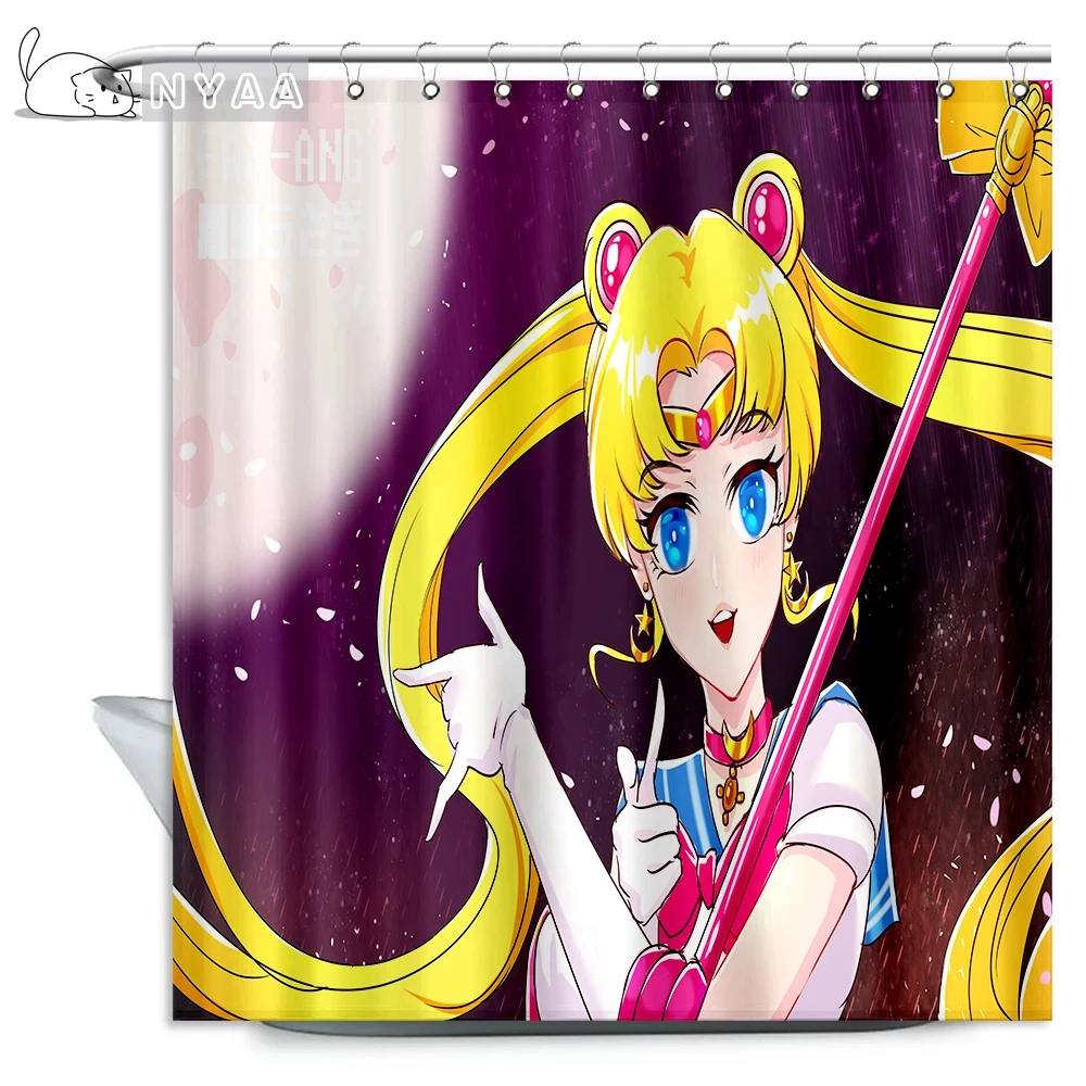 NYAA Sailor Moon Shower Curtain Polyester Fabric 12 Hooks For The Bathroom Waterproof Mildew Funny Bath Curtain
NYAA Sailor Moon Shower Curtain Polyester Fabric 12 Hooks For The Bathroom Waterproof Mildew Funny Bath Curtain