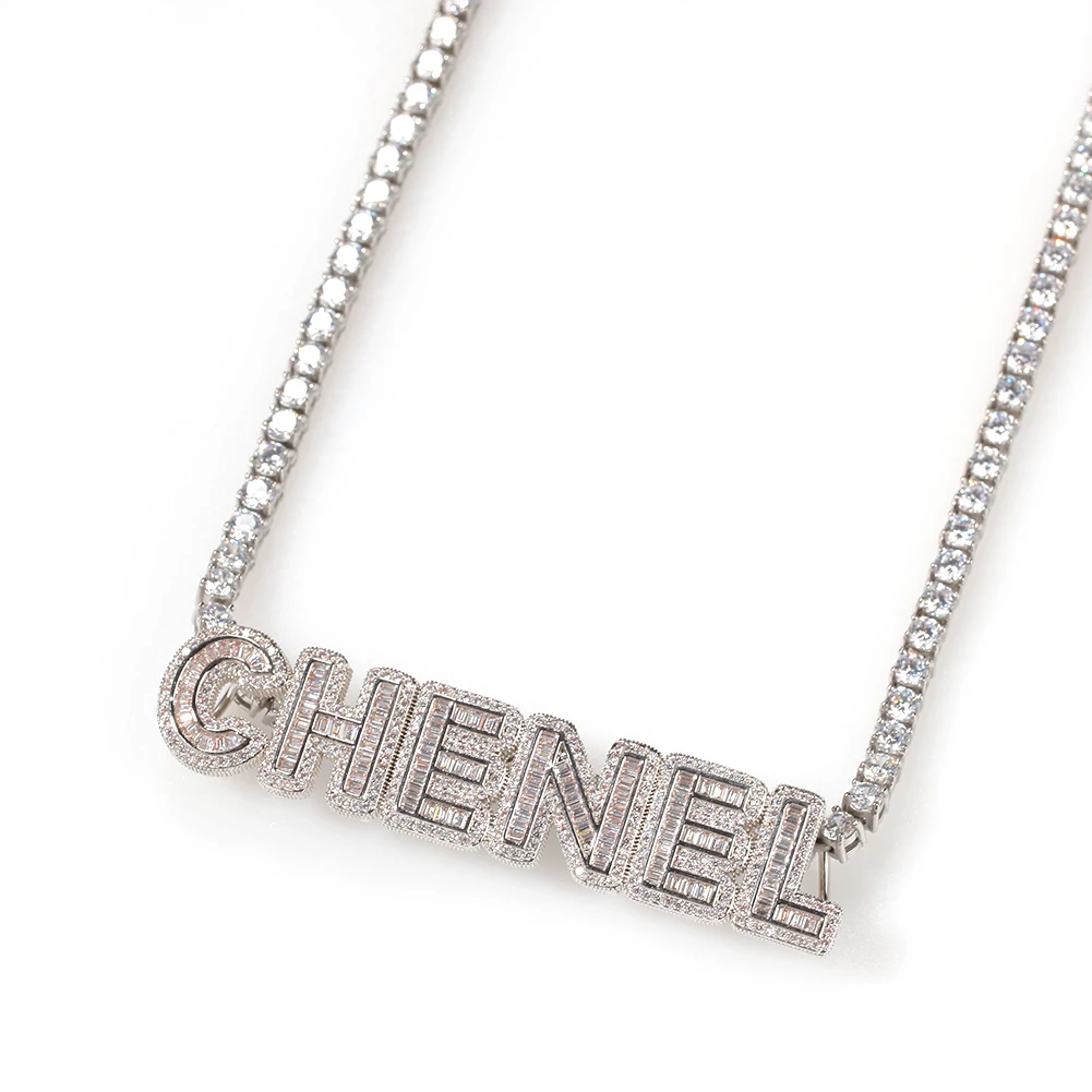 Custom Small Baguette Letter Back Clasp Pendant Necklace Combination Words Name With CZ Tennis Necklaces Zirconia Jewelry
Custom Small Baguette Letter Back Clasp Pendant Necklace Combination Words Name With CZ Tennis Necklaces Zirconia Jewelry