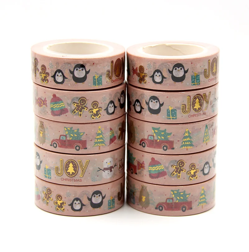New 10pcs/set 15MM*10M Foil Christmas Snowman penguin gift Decorative Washi Tape DIY Scrapbooking Masking Tape Office Supply
New 10pcs/set 15MM*10M Foil Christmas Snowman penguin gift Decorative Washi Tape DIY Scrapbooking Masking Tape Office Supply
