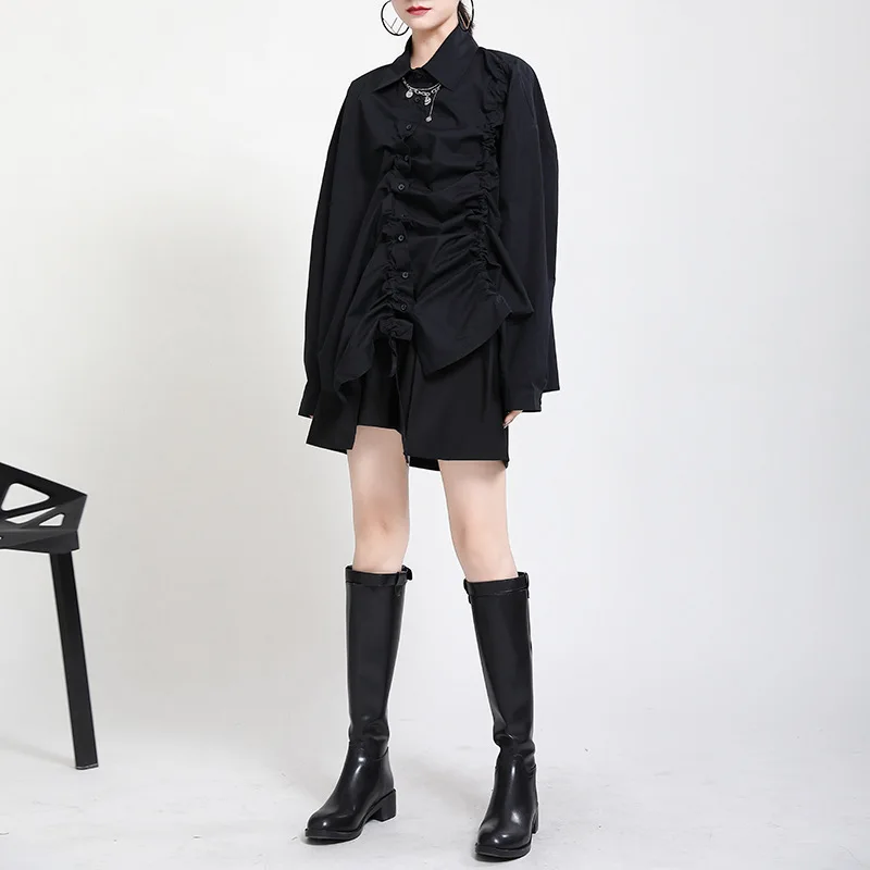 MSXU 2020 Autumn And Winter Women's New Long-sleeved Shirt Dark Loose Asymmetrical Drawstring Shirt
MSXU 2020 Autumn And Winter Women's New Long-sleeved Shirt Dark Loose Asymmetrical Drawstring Shirt