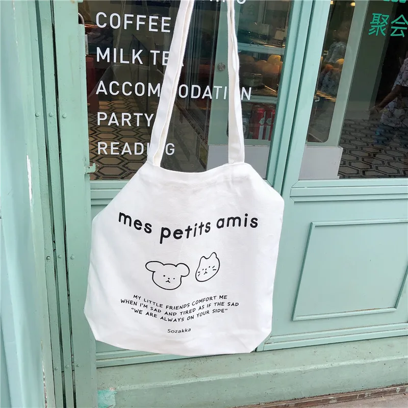 Fashion Cartoon Cat Dog Women Canvas Handbags Lovely Girls Student Shoulder Crossbody Bags Large Capacity Ladies Shopping Bag
Fashion Cartoon Cat Dog Women Canvas Handbags Lovely Girls Student Shoulder Crossbody Bags Large Capacity Ladies Shopping Bag