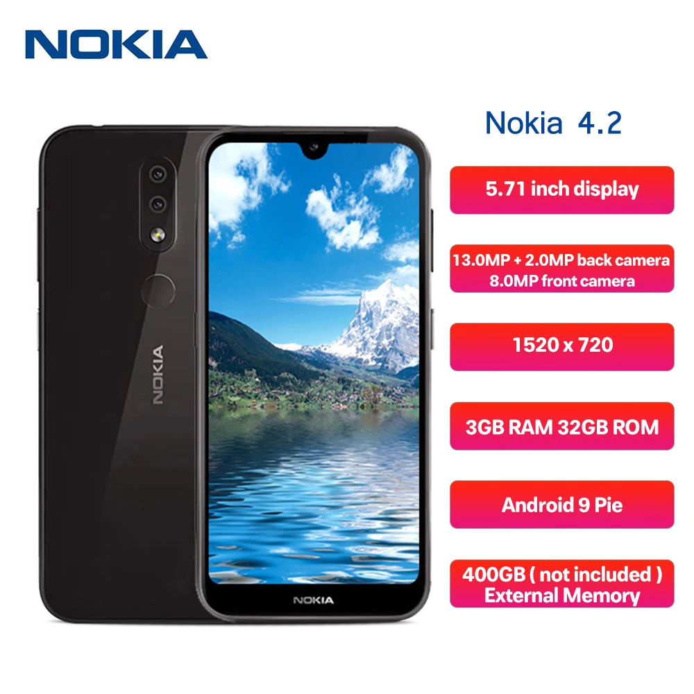 Смартфон Nokia 4 2 4G 5 71 дюймов Android 9 Pie четыре ядра 3 ГБ ОЗУ 32 Гб ПЗУ 3000 Мп + задняя