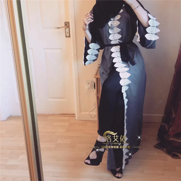 WEPBEL Fashion Leaves Embroidery Women Long Maxi Dress Lace Cardigan Women Belted Muslim Fashion Abaya Women's Clothing
WEPBEL Fashion Leaves Embroidery Women Long Maxi Dress Lace Cardigan Women Belted Muslim Fashion Abaya Women's Clothing