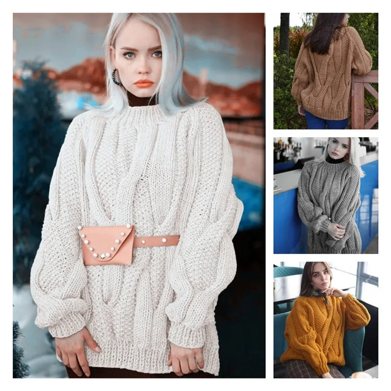 Autumn Winter Sweater Ladies Round Neck Twist Knit Top Thick Loose Wild Knitwear Fashion Solid Pullover Sweaters Female LR1727
Autumn Winter Sweater Ladies Round Neck Twist Knit Top Thick Loose Wild Knitwear Fashion Solid Pullover Sweaters Female LR1727