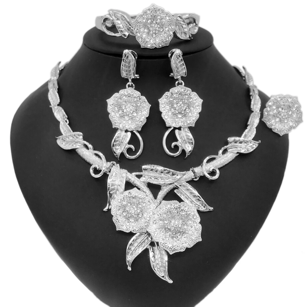 Yulaili 2021 Silver Flower Shaped Jewelry Set and European Indian Fashion Woman Girls Prom Engagement Wear Jewelry Sets Gifts
Yulaili 2021 Silver Flower Shaped Jewelry Set and European Indian Fashion Woman Girls Prom Engagement Wear Jewelry Sets Gifts