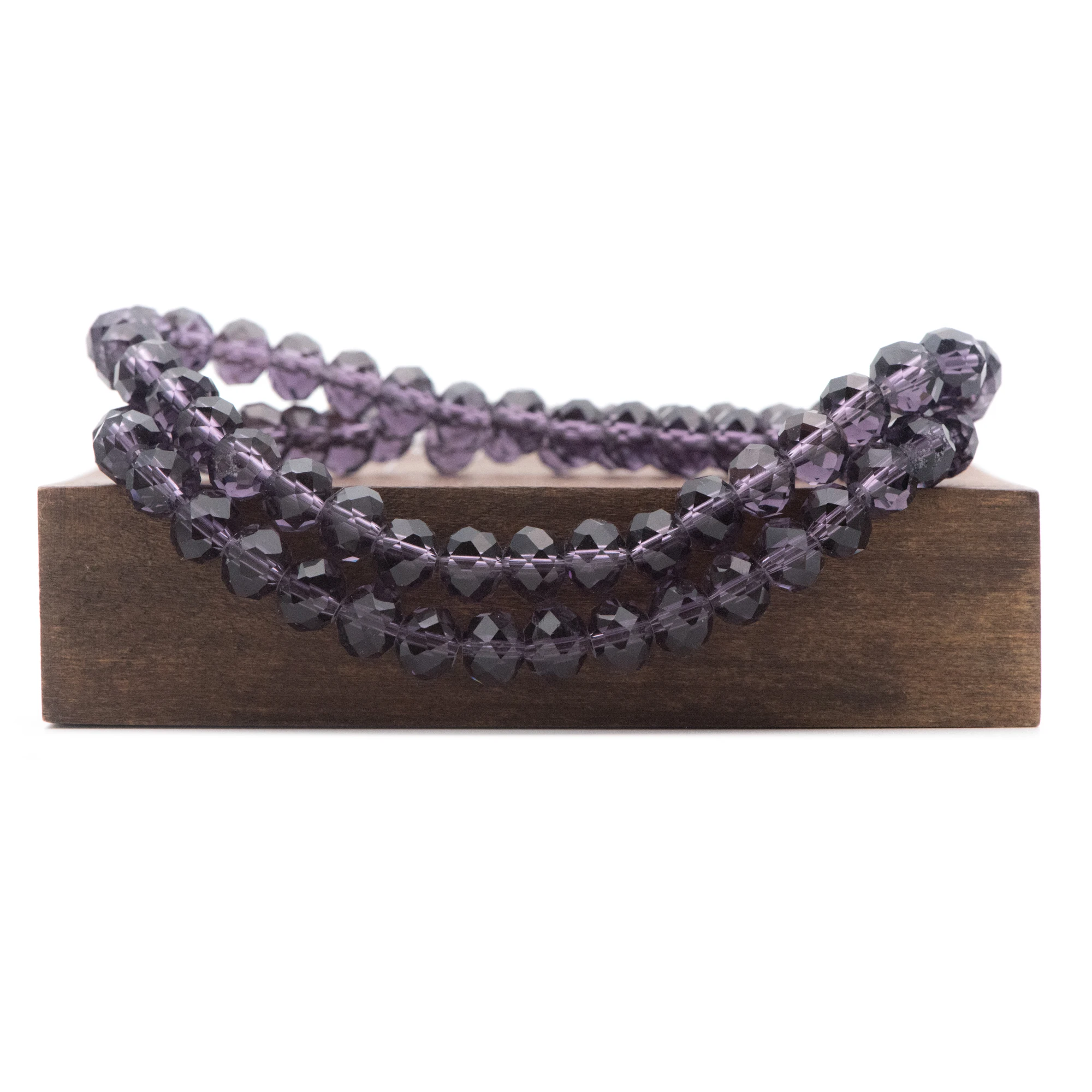 Faceted Rondelle Crystal Glass Beads 6x8mm Violet Purple -#BZ08-01) / 70pcs