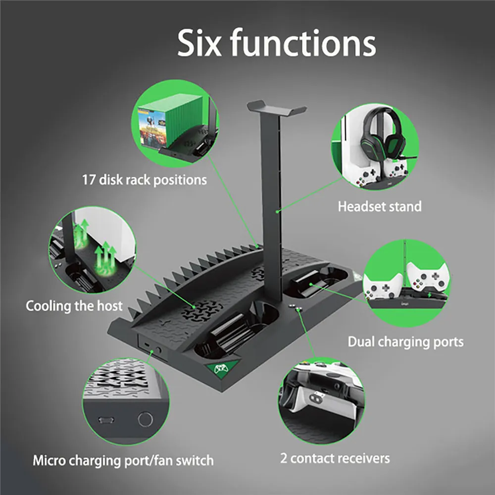 for XBOXONE/ S/ X Game Console Multifunctional Dual Charging Dock Cooling Base Bracket Stand Holder Fan Cooler Disk Storage Rack
for XBOXONE/ S/ X Game Console Multifunctional Dual Charging Dock Cooling Base Bracket Stand Holder Fan Cooler Disk Storage Rack