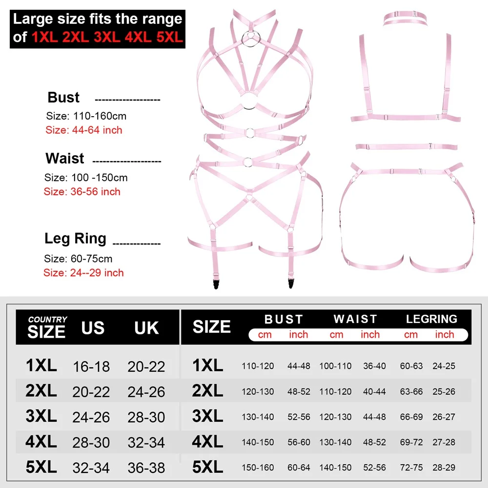 Bondage Harajuku Plump Costume Erotic Harness Fetish Lingerie Full Body Set Punk Gothic Style Sexy Plus Size Women's Clothing
Bondage Harajuku Plump Costume Erotic Harness Fetish Lingerie Full Body Set Punk Gothic Style Sexy Plus Size Women's Clothing