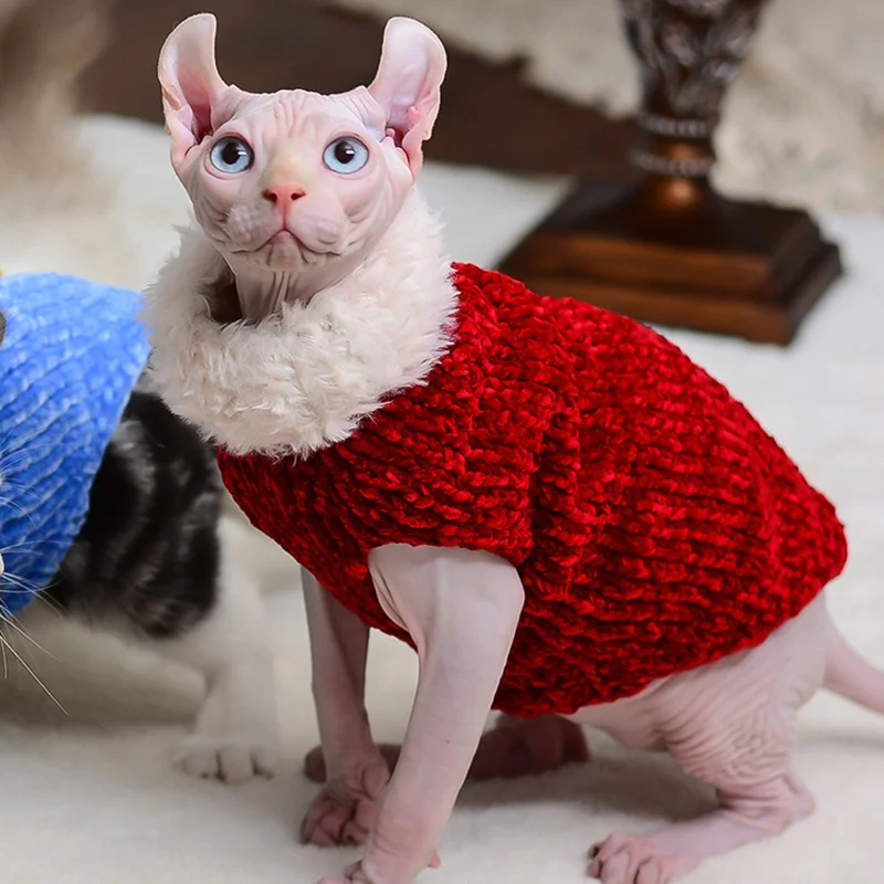 Handmade Soft Cats Knitted Sweater Winter Warm Cat Clothes Outfit Sphynx Cat Hoodies Pullover Sphinx Kitten Clothes
Handmade Soft Cats Knitted Sweater Winter Warm Cat Clothes Outfit Sphynx Cat Hoodies Pullover Sphinx Kitten Clothes
