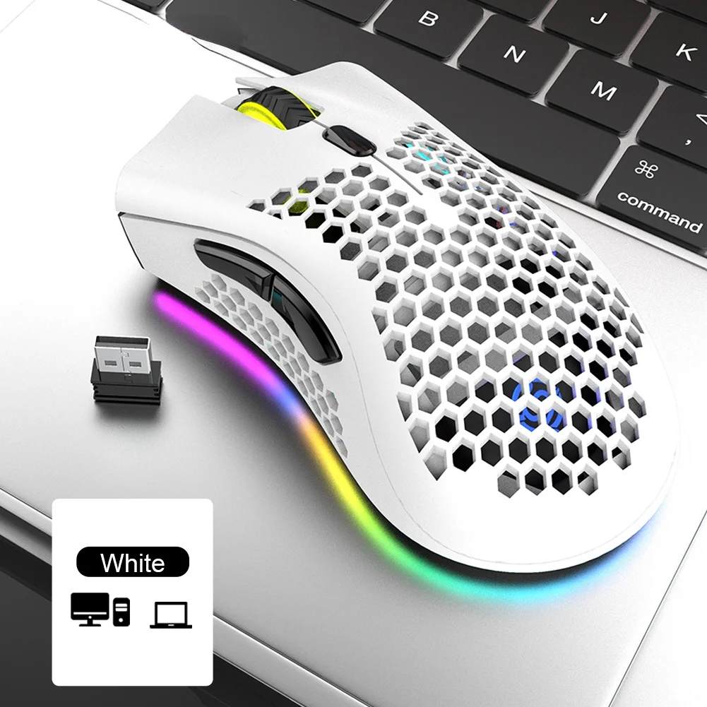 2.4GHz Wireless Gaming Mouse 7 Button 1600 DPI Adjustable RGB Backlit Rechargeable Mouse Lightweight Honeycomb Shell Gamer Mice
2.4GHz Wireless Gaming Mouse 7 Button 1600 DPI Adjustable RGB Backlit Rechargeable Mouse Lightweight Honeycomb Shell Gamer Mice