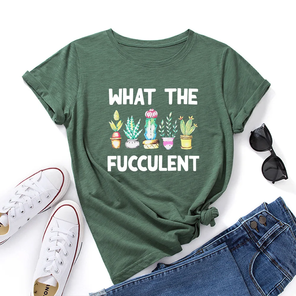 What The Fucculent T-Shirt Cactus Succulent Summer Shirts Cotton T-Shirts Women Short Sleeve Graphic Tee Tops Gift Plants Lover
What The Fucculent T-Shirt Cactus Succulent Summer Shirts Cotton T-Shirts Women Short Sleeve Graphic Tee Tops Gift Plants Lover