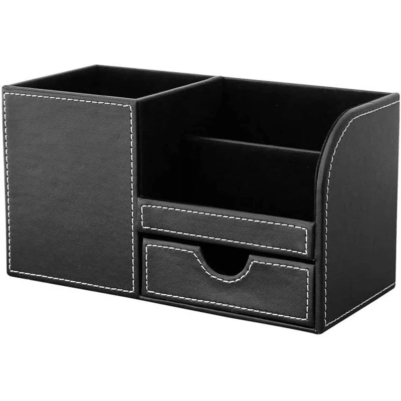Leather Multi-Function Desk Stationery Organizer Storage Box Pen Holder Remote Control Holder with Small Drawer Black
Leather Multi-Function Desk Stationery Organizer Storage Box Pen Holder Remote Control Holder with Small Drawer Black