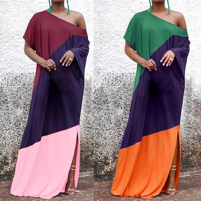Loose Casual Round Neck Short Sleeve Contrast Stitching Split Irregular Arabian Robe Dress For Women's Summer Comfort Street
Loose Casual Round Neck Short Sleeve Contrast Stitching Split Irregular Arabian Robe Dress For Women's Summer Comfort Street