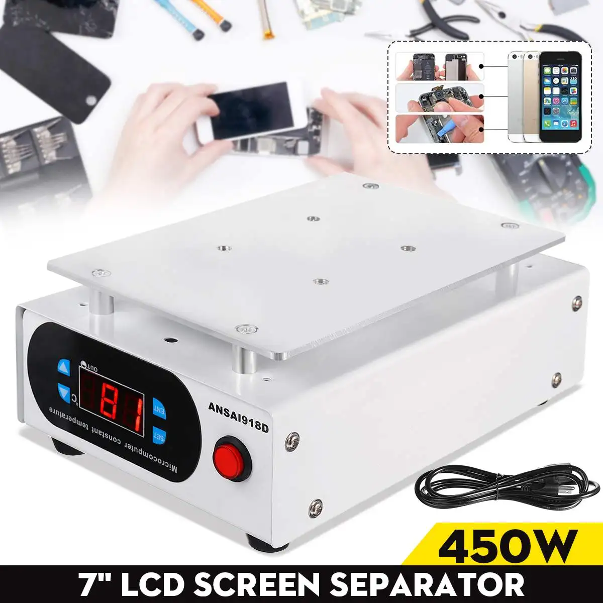 7 Inch LCD Screen Separator Auto Heating Platform Phone Repair Machine Glass Removal Smooth Plate Screen Separator 220/110V
7 Inch LCD Screen Separator Auto Heating Platform Phone Repair Machine Glass Removal Smooth Plate Screen Separator 220/110V