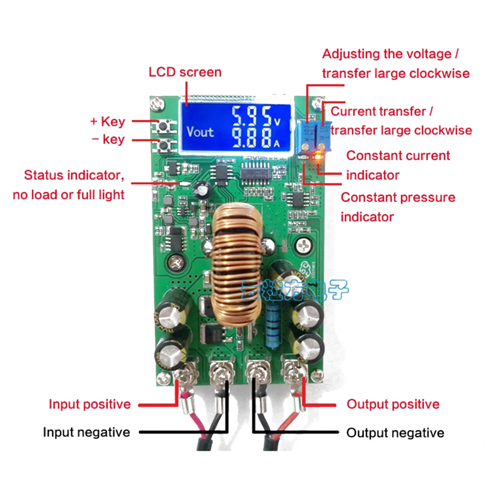 DC 20A High-power Adjustable Buck Power Supply Module Constant Voltage Constant current LCD Screen Voltage Current display
DC 20A High-power Adjustable Buck Power Supply Module Constant Voltage Constant current LCD Screen Voltage Current display