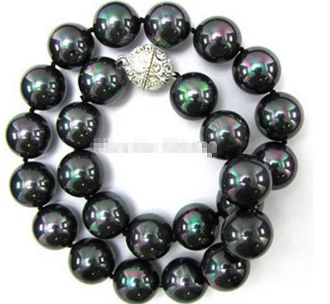 

Черное жемчужное ожерелье 12 мм с ракушками Южной моря 18 дюймов AAA +