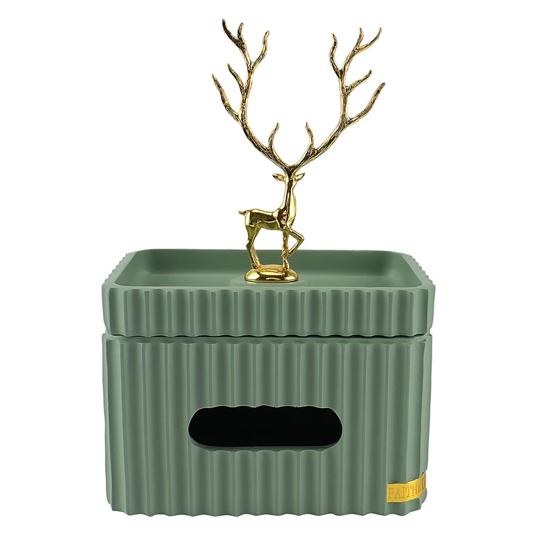 Golden Deer Rectangular Tissue Box Resin Striped Storage Tissue Canister Living Room Desktop Home Decor
Golden Deer Rectangular Tissue Box Resin Striped Storage Tissue Canister Living Room Desktop Home Decor