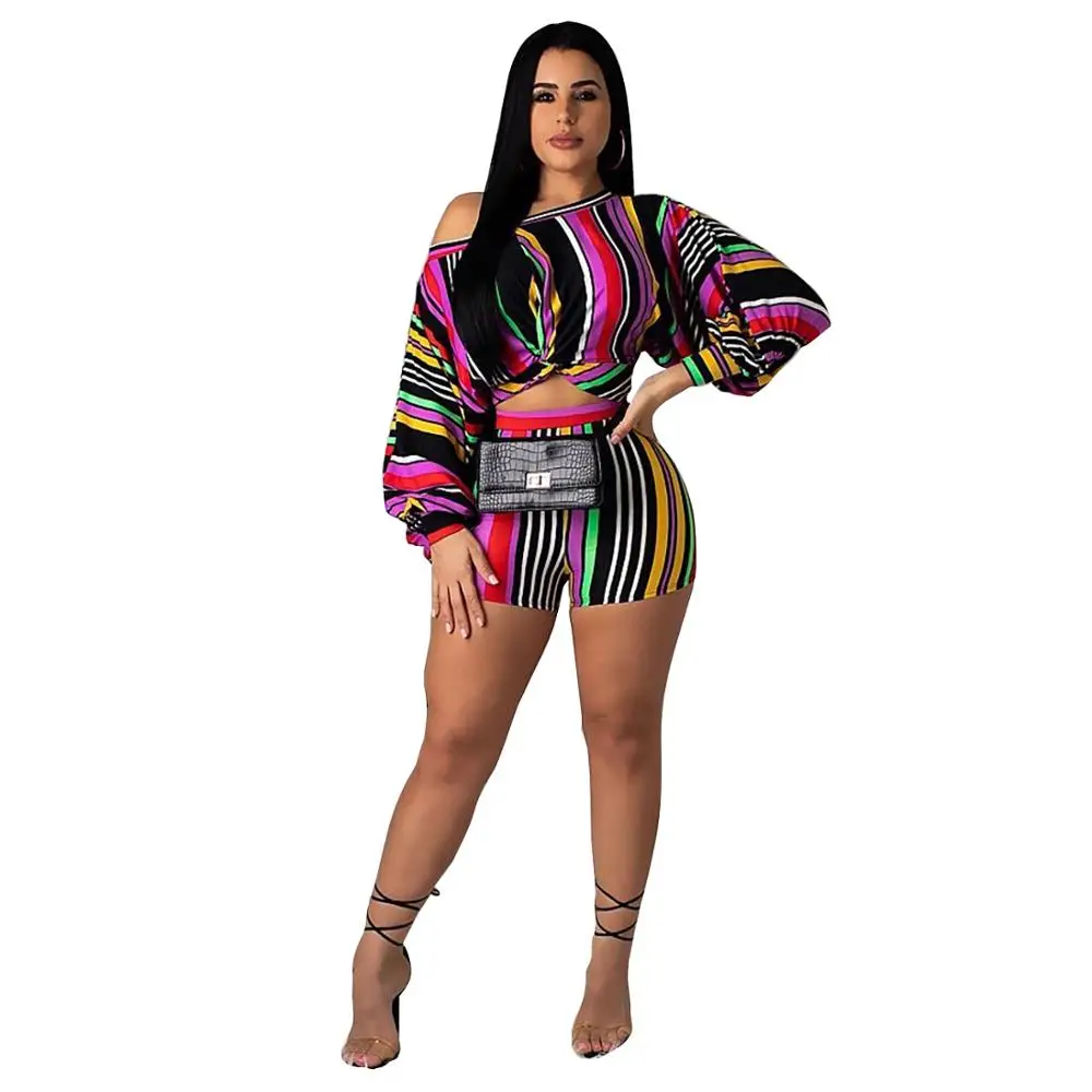 Women Festival Striped Printed Multicolor Long Sleeve Fashion Crop Top Two Pieces Shorts Set Ropa Mujer Suit Clothes Club Outfit
Women Festival Striped Printed Multicolor Long Sleeve Fashion Crop Top Two Pieces Shorts Set Ropa Mujer Suit Clothes Club Outfit