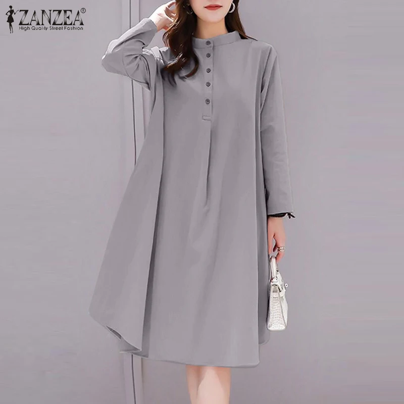 ZANZEA Autumn Elegant Long Sleeve Sundress Women Solid Work Shirt Dress Loose Knee-length Vestidos Kaftan Oversized Robe Femme
ZANZEA Autumn Elegant Long Sleeve Sundress Women Solid Work Shirt Dress Loose Knee-length Vestidos Kaftan Oversized Robe Femme