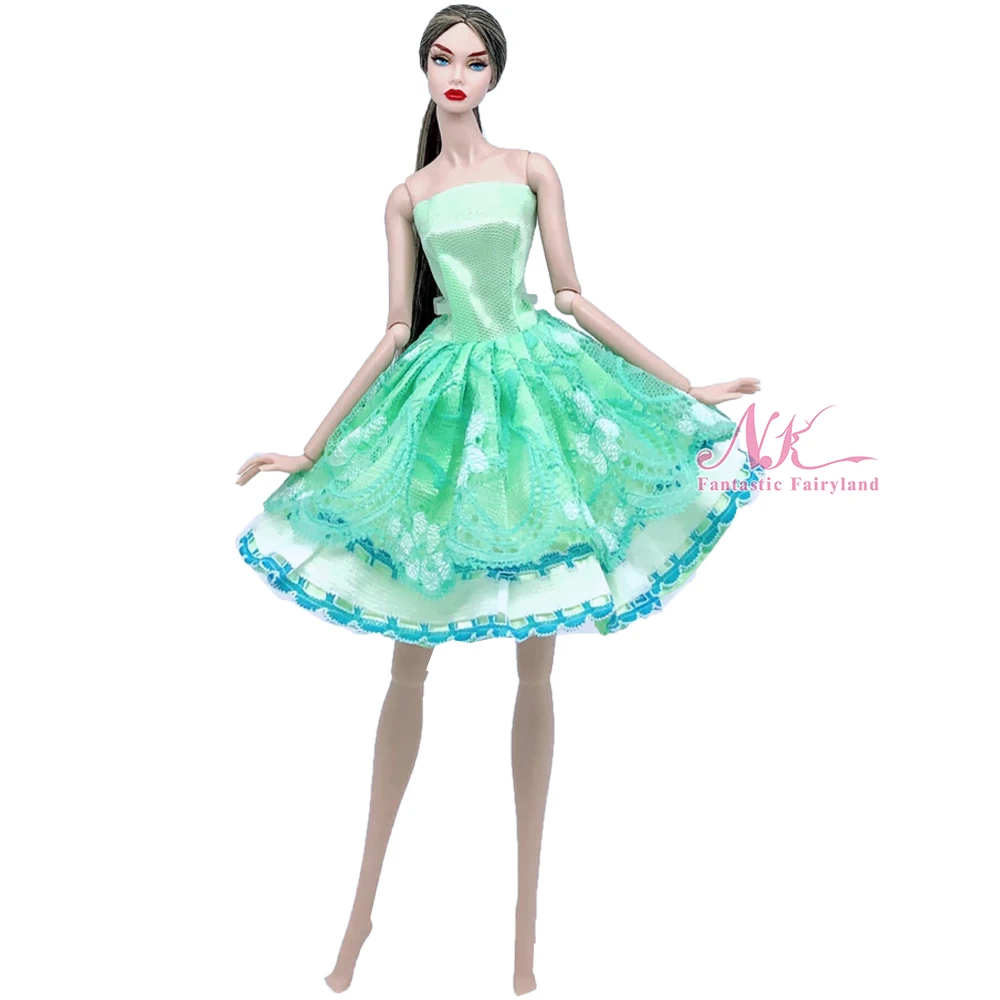 

NK 1 шт. модная зеленая кружевная доска для куклы 1/6, платье ручной работы с открытыми плечами, танцевальное платье для куклы Барби, аксессуары...
