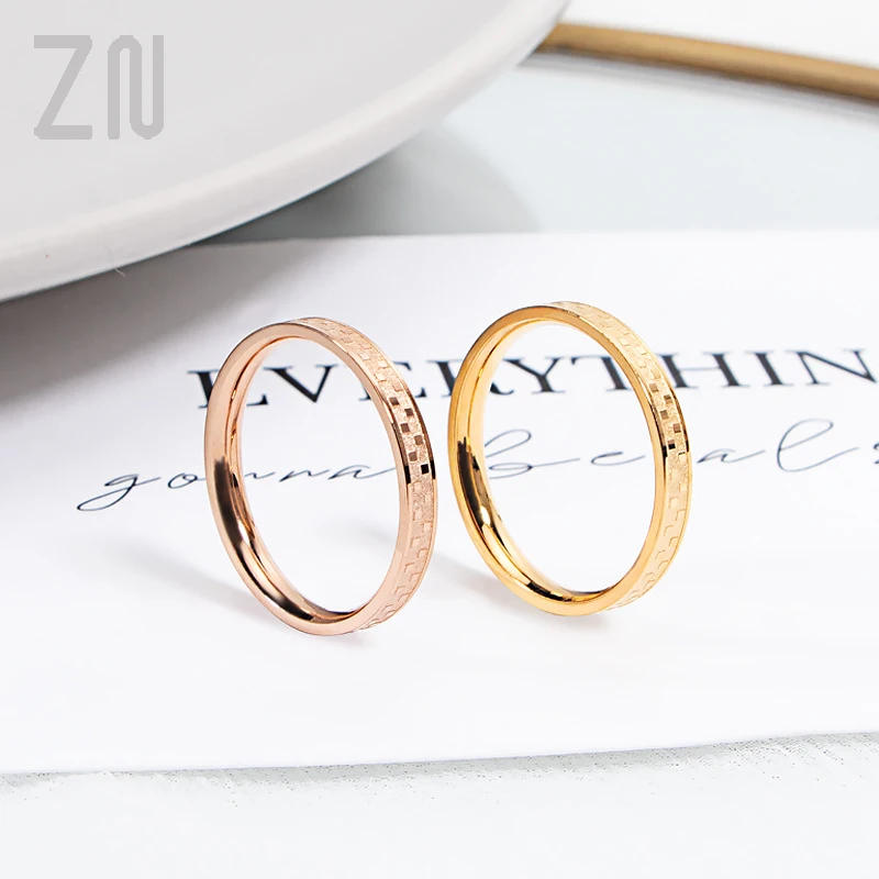 ZN New Gold Plated Minimalist Ring Square Check Pattern Titanium Stainless Steel Rings For Women Stacking Round Finger Ring
ZN New Gold Plated Minimalist Ring Square Check Pattern Titanium Stainless Steel Rings For Women Stacking Round Finger Ring