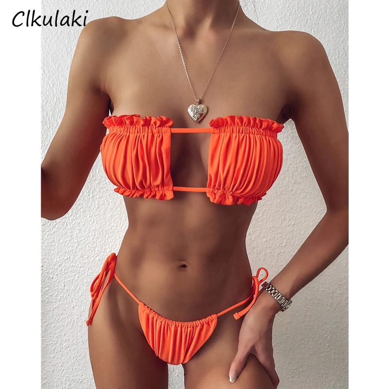 Sexy Bikinis 2021 Muje Swimwear Women Pleated Bandeau Swimsuit Mini Thong Bikini Set Push Up Beachwear Biquini Swim Bathing Suit
Sexy Bikinis 2021 Muje Swimwear Women Pleated Bandeau Swimsuit Mini Thong Bikini Set Push Up Beachwear Biquini Swim Bathing Suit